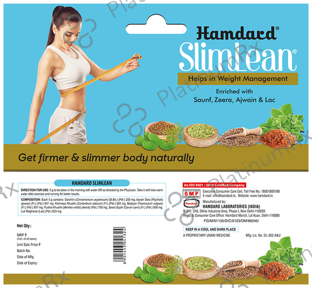 Hamdard Slimlean Sachet (5gm Each) Helps in Weight Management