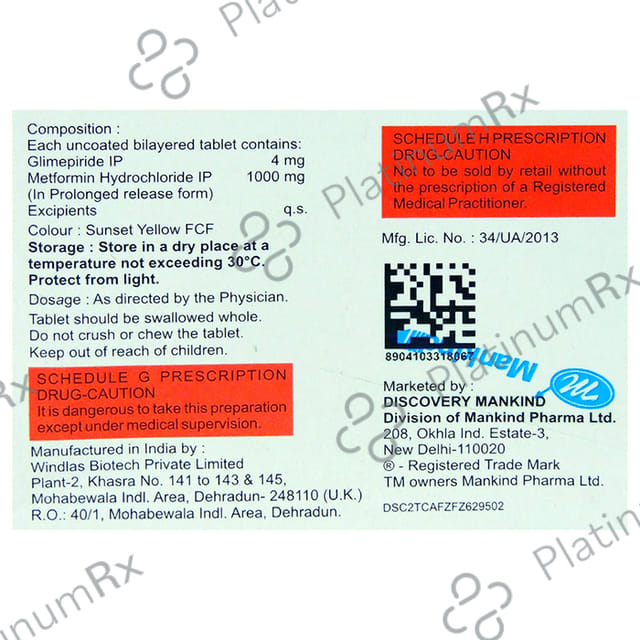 Glimestar M4 Forte 4/1000mg Tablet PR 10s