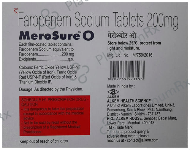 Merosure O 200mg Tablet 9s