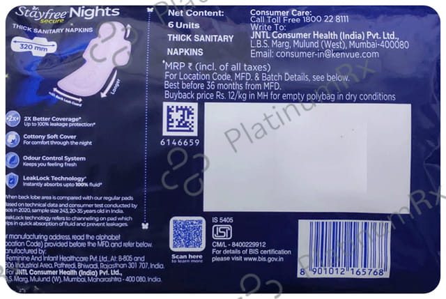 Stayfree Secure Nights Cottony Soft Comfort Pads 6s