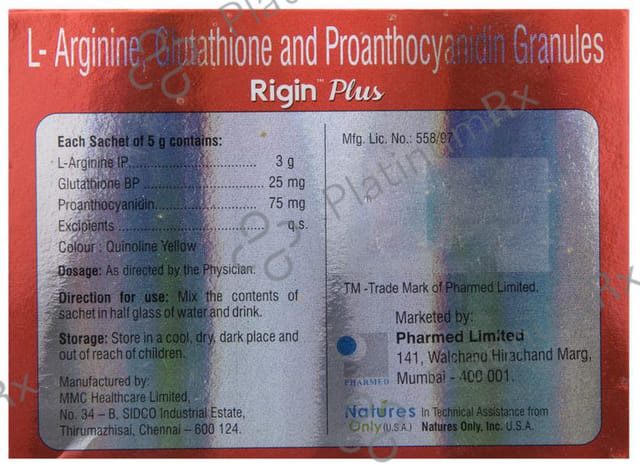 Rigin Plus Sugar Free Lemon Granules 5gm