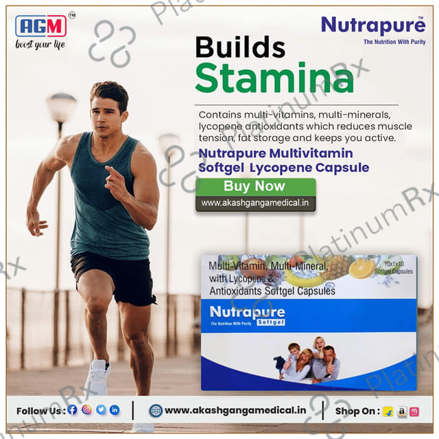 Nutrapure Multi-Vitamin, Multi-Mineral, with Lycopene & Antioxidants Softgel Capsule (10 Each) 10 Strip