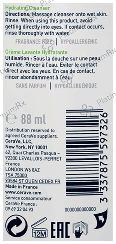 CeraVe Hydrating Cleanser For Normal & Dry Skin 88ml