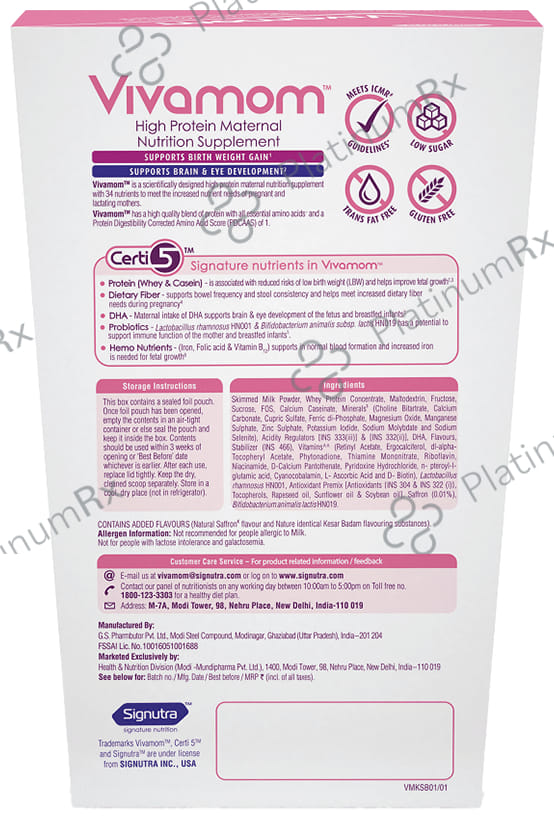 Vivamom High Protein Kesar Badam Flavour Powder 400gm