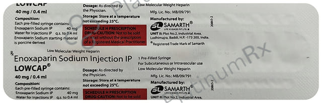 Lowcap 40mg Injection 1s