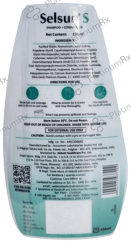 Selsun S 2 in 1 Shampoo+Conditioner 120ml