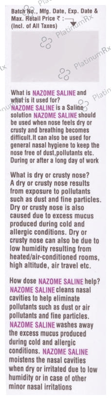 Nazome Saline Nasal Solution 20ml