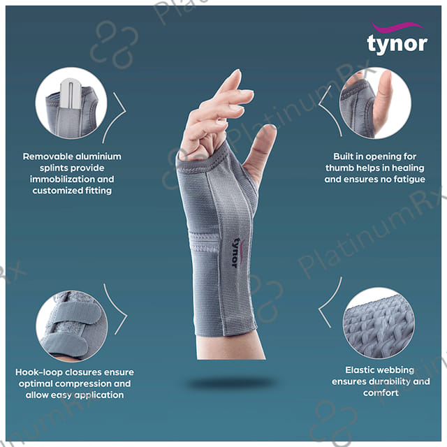 Tynor E 01 Elastic Wrist Splint Large Grey Right 1s