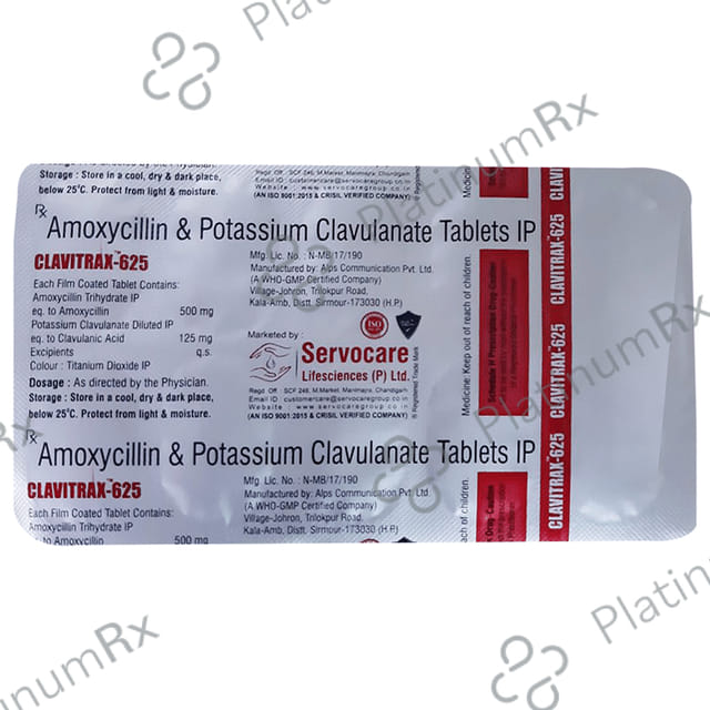 Clavitrax 500/125mg Tablet 10s