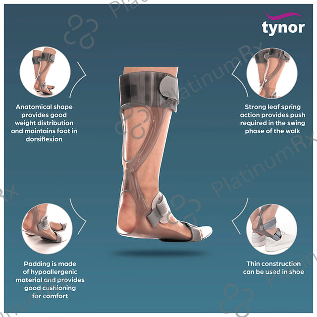 Tynor D 17 Foot Drop Splint XL Left Grey