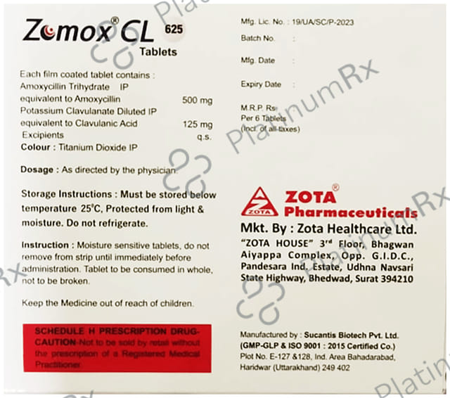 Zomox CL 125/500mg Tablet 6s
