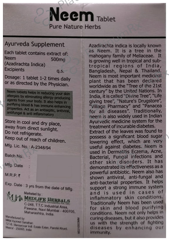 Medlife Herbals Neem Tablet