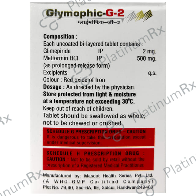 Glymophic G 2/500mg Tablet PR 10s