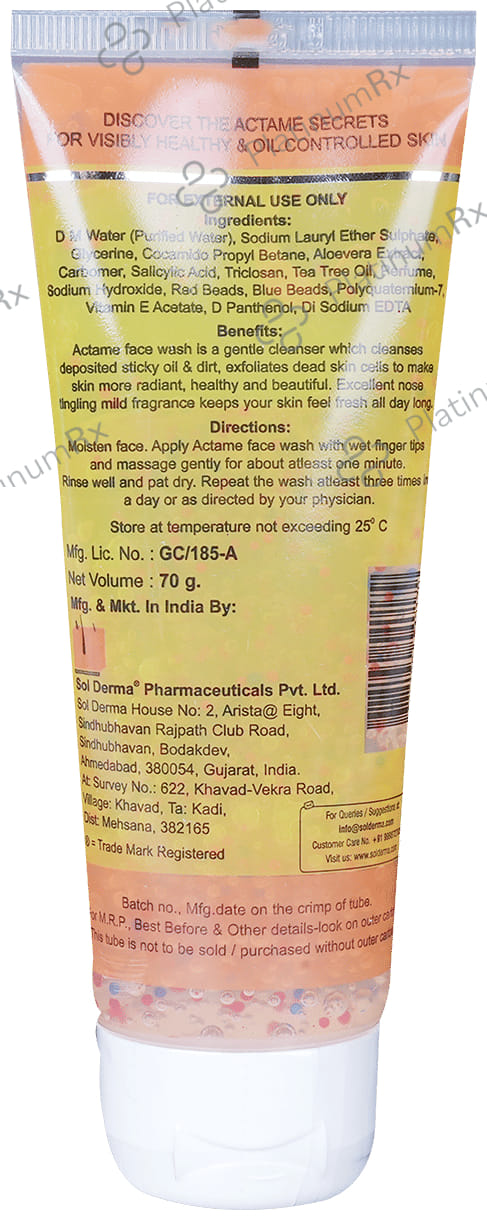 Actame Face Wash - For Acne Prone Skin 70 Face Wash