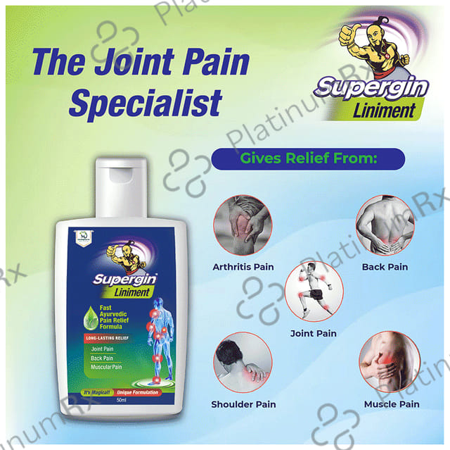Supergin Liniment Fast Ayurvedic Pain Relief Formula 50 Liniment