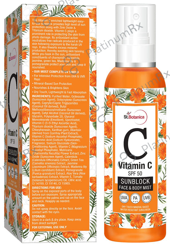 St.Botanica Vitamin C Sunblock Face & Body Mist SPF 50 Liquid 120ml