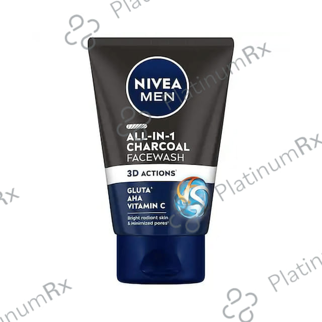 Nivea Men Face Wash-All in 1 Charcoal to Detoxify & Refresh Skin with 10x Vitamin C Effect 100 gm
