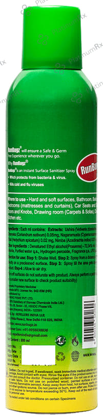 Runbugz Surface Sanitizer Spray Pro with 70% Alcohol