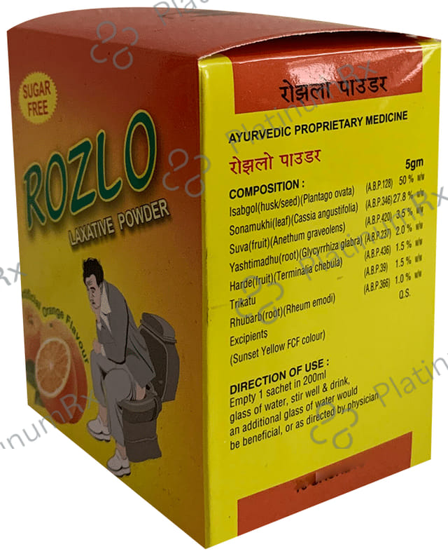 Ayulabs Rozlo Laxative Powder Artificial Orange Sugar Free