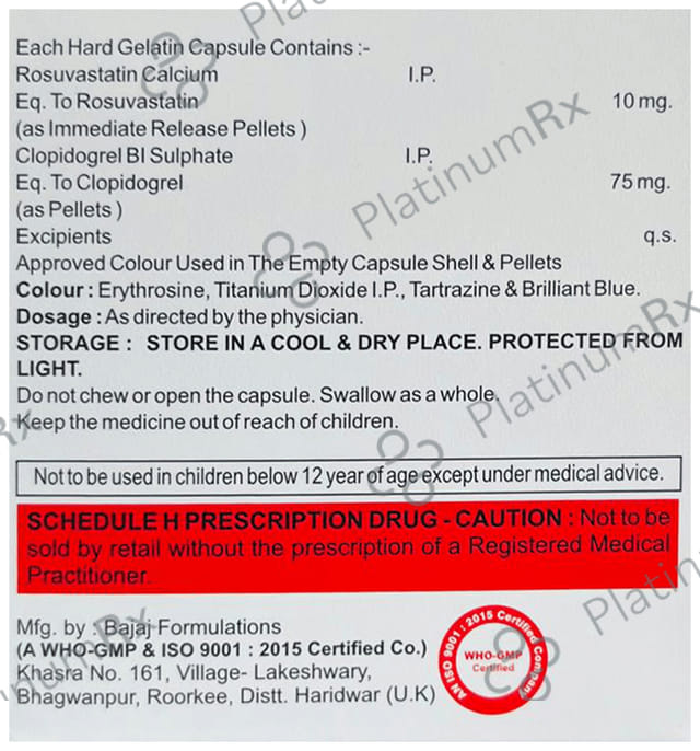 Genxrose CV 75/10mg Capsule 10s