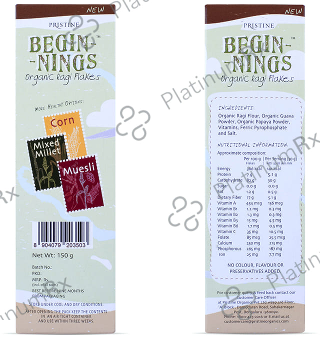 Pristine Beginnings Organic Ragi Flakes 150 gm