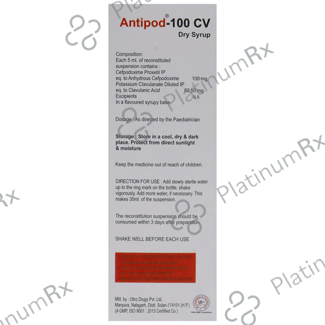 Antipod 100/62.5mg CV Dry Syrup 30ml