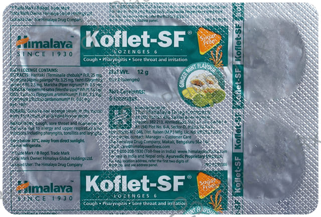 Himalaya Koflet SF Cough Ginger Mint Flavour Lozenge 6s