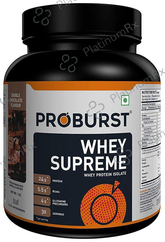 Proburst Whey Supreme Protein - With BCAAs & Glutamine for Muscle Recovery - Flavour Powder Double Chocolate 2 lb