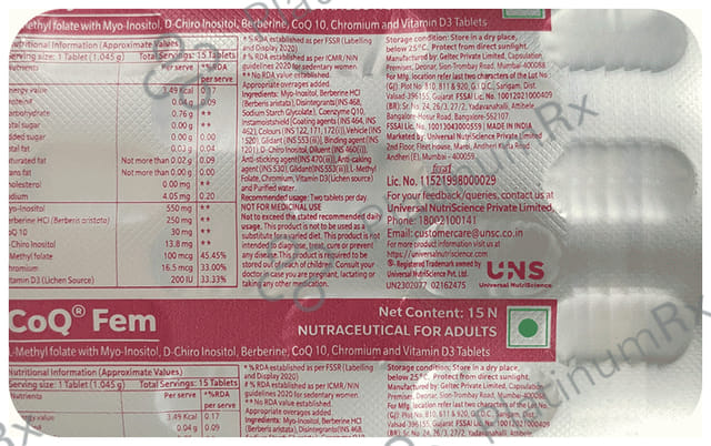 CoQ Fem Berberine Tablet 15s