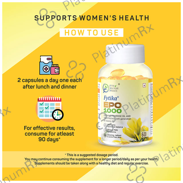Fytika EPO 1000 Evening Primrose Oil and Tocotrienol Capsule