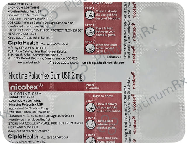Nicotex 2mg Paan Flavour Gums 12s
