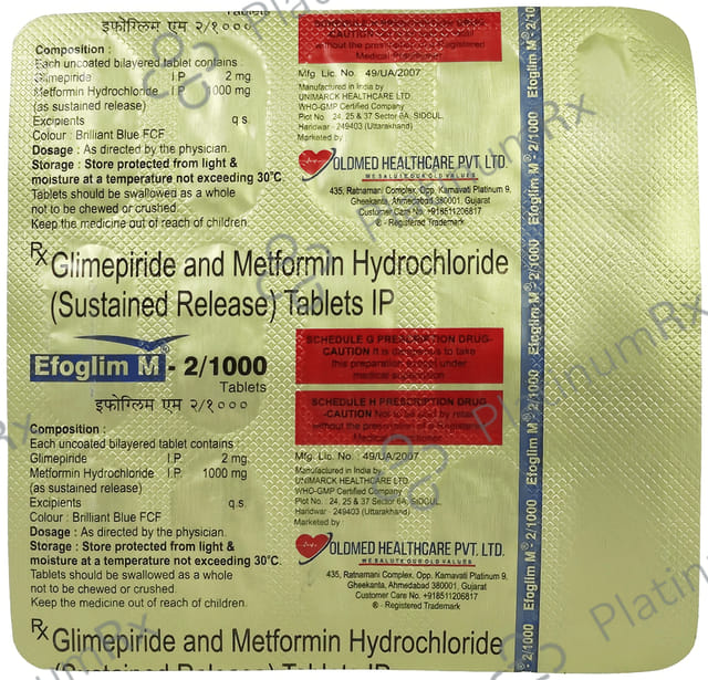 Efoglim M 2mg/1000mg Tablet