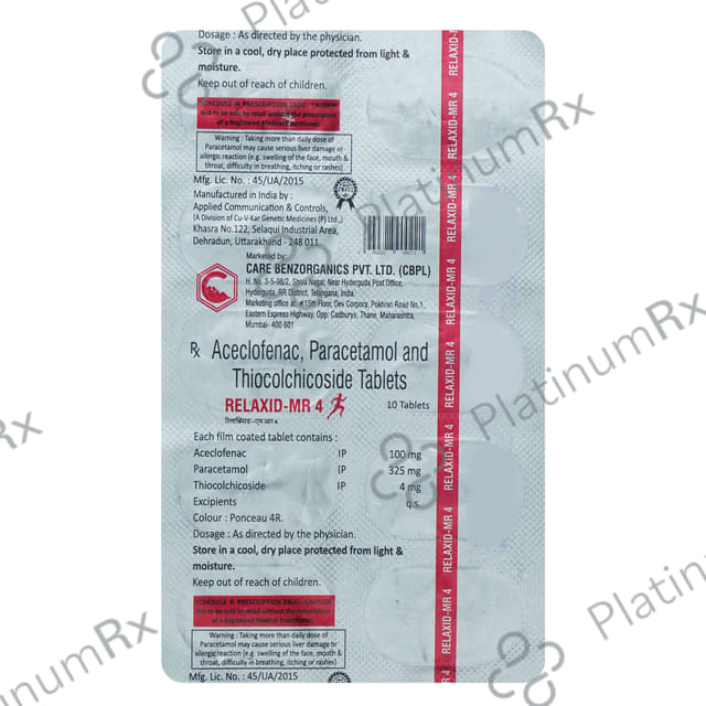 Relaxid MR 8mg/100mg/325mg Tablet