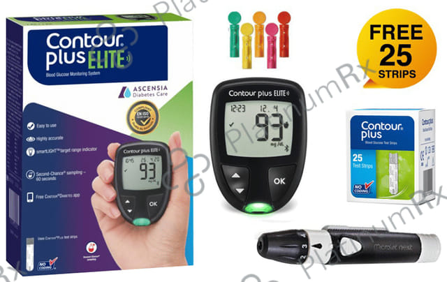 Contour Plus Elite Blood Glucose Monitoring System (Blood Glucose Test Strips Free) 1s