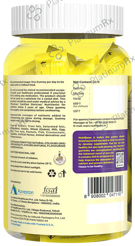 NutriBears Vitamin D 400IU Gummy 30s