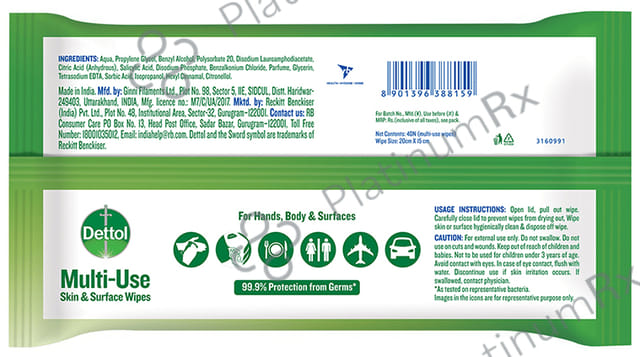 Dettol Original Multi Use Skin & Surface Wipes 40s