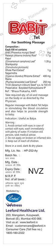 Babit Soothing Massage Oil 100ml
