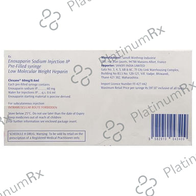 Clexane 60mg Injection 1s