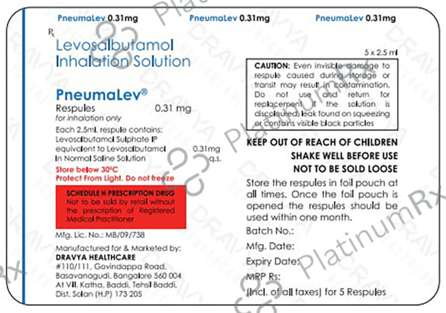Pneumalev 0.31mg Respules 5X2.5ml