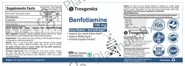 Trexgenics Benfotiamine 150mg Veg Capsule