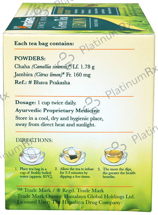 Himalaya Green Tea Sachet (2gm Each) Lemon 20 Sachets