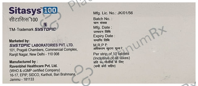 Sitasys 100mg Tablet 10s