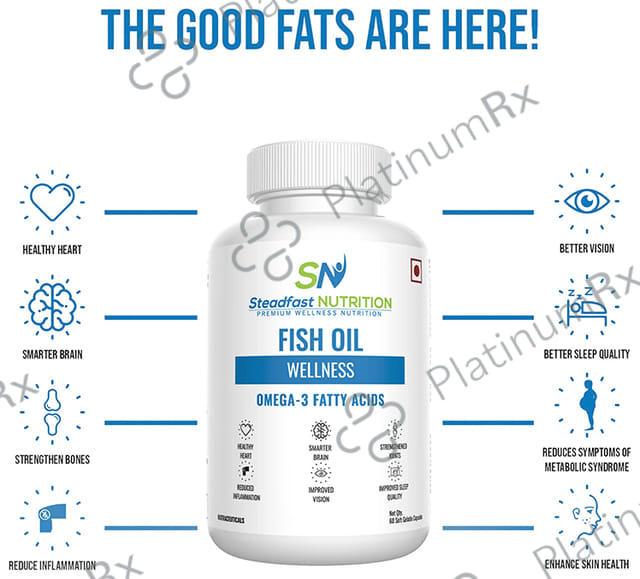 Steadfast Nutrition Fish Oil Wellness Omega 3 Fatty Acids Soft Gelatin Capsule