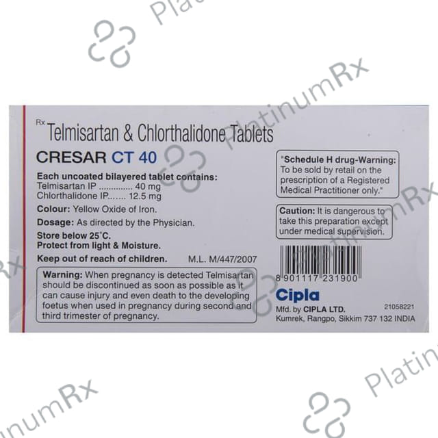Cresar CT 40/12.5mg Tablet 10s