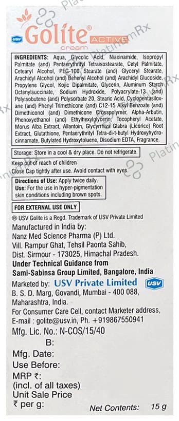 Golite Active 15gm Cream 15gm