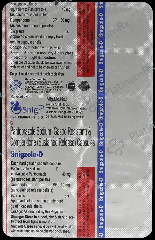 Snigzole D 30/40mg Capsule 10s