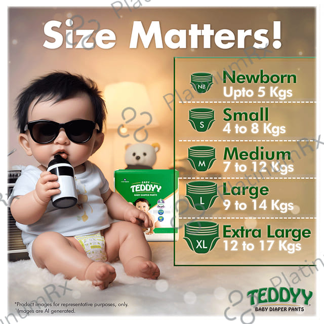 Teddyy Easy Baby Diaper Pants with Soft Elastic Medium 50s