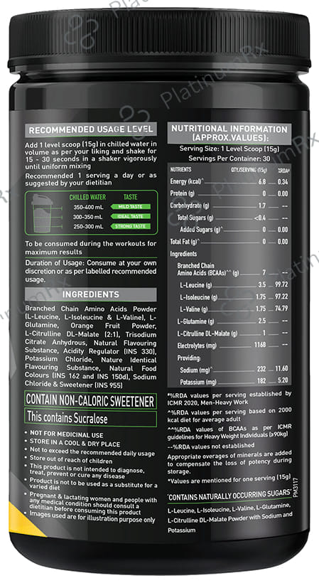 MuscleBlaze Watermelon - BCAA Pro Powerful Intra-Workout - With Electrolytes - For Energy, Faster Recovery & Hydration