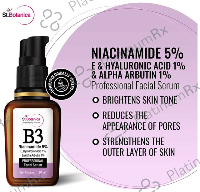 St.Botanica B3 Niacinamide 5%, E, Hyaluronic Acid 1% & Alpha Arbutin 1% Professional Facial Serum