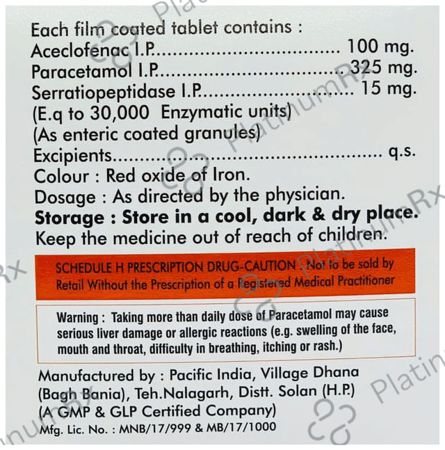 Acelive SP 100/325/15mg Tablet 10s Ulive Pharma